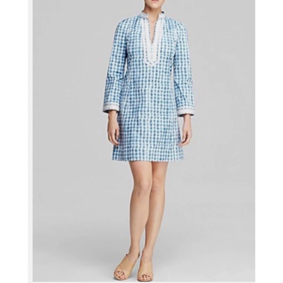 Tory Burch Women’s Sz 4 Blue Embroidered Tunic Dress Sondra Mini - Picture 1 of 12